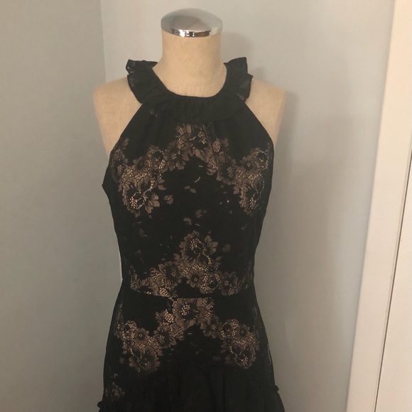 Listicle Layered Black Dress in Black and Cream - Picture 3 of 10